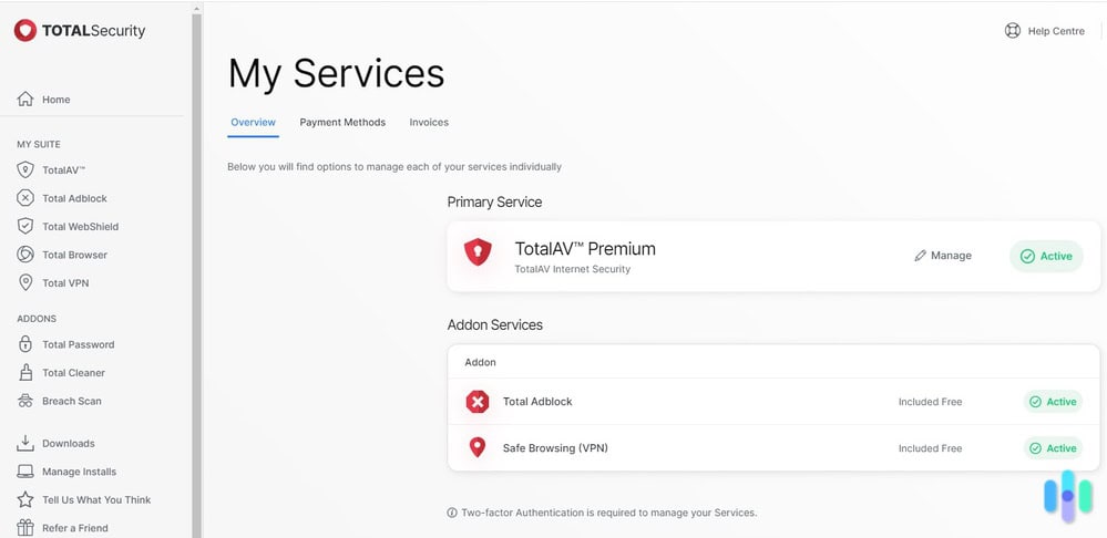 Our TotalAV dashboard. Our TotalAV dashboard.