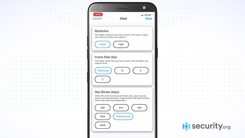 ReoLink Go App - Resolution Settings ReoLink Go App - Resolution Settings