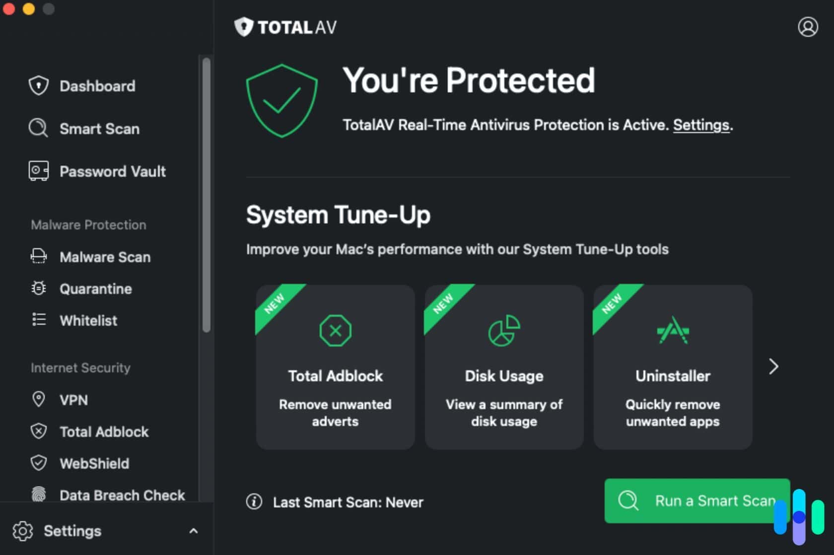 TotalAv user interface TotalAv user interface
