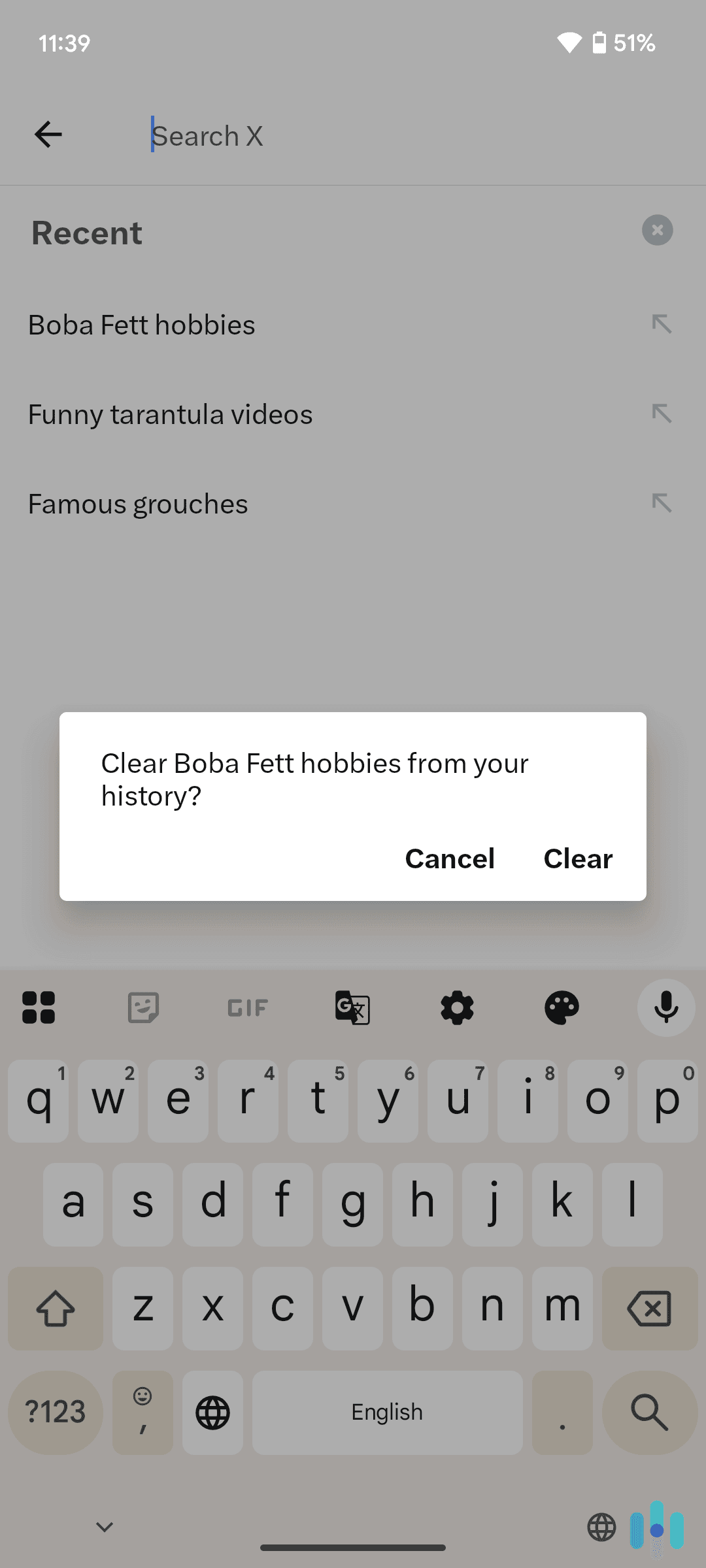 Deleting a single search term from our X search history on our Android Deleting a single search term from our X search history on our Android