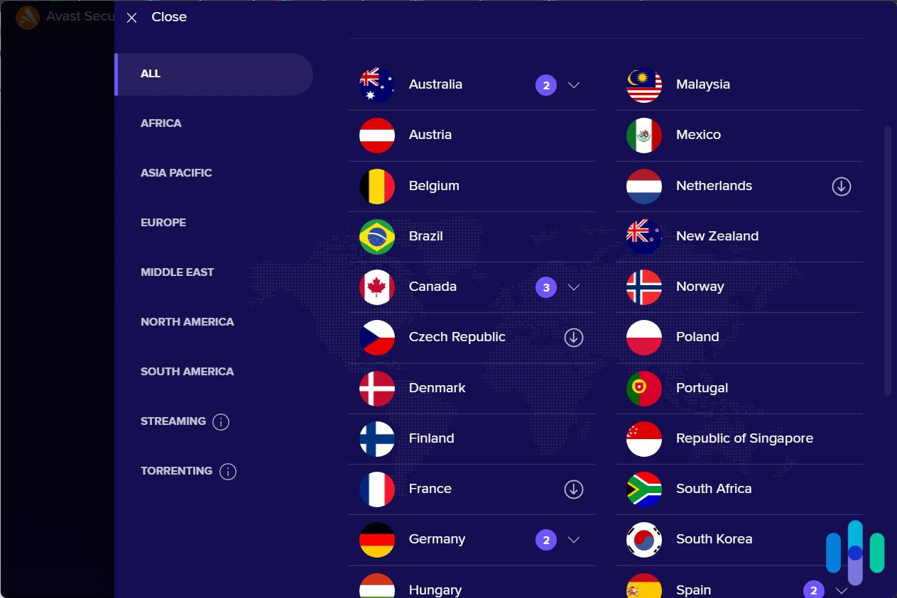 Avast SecureLine servers Avast SecureLine servers