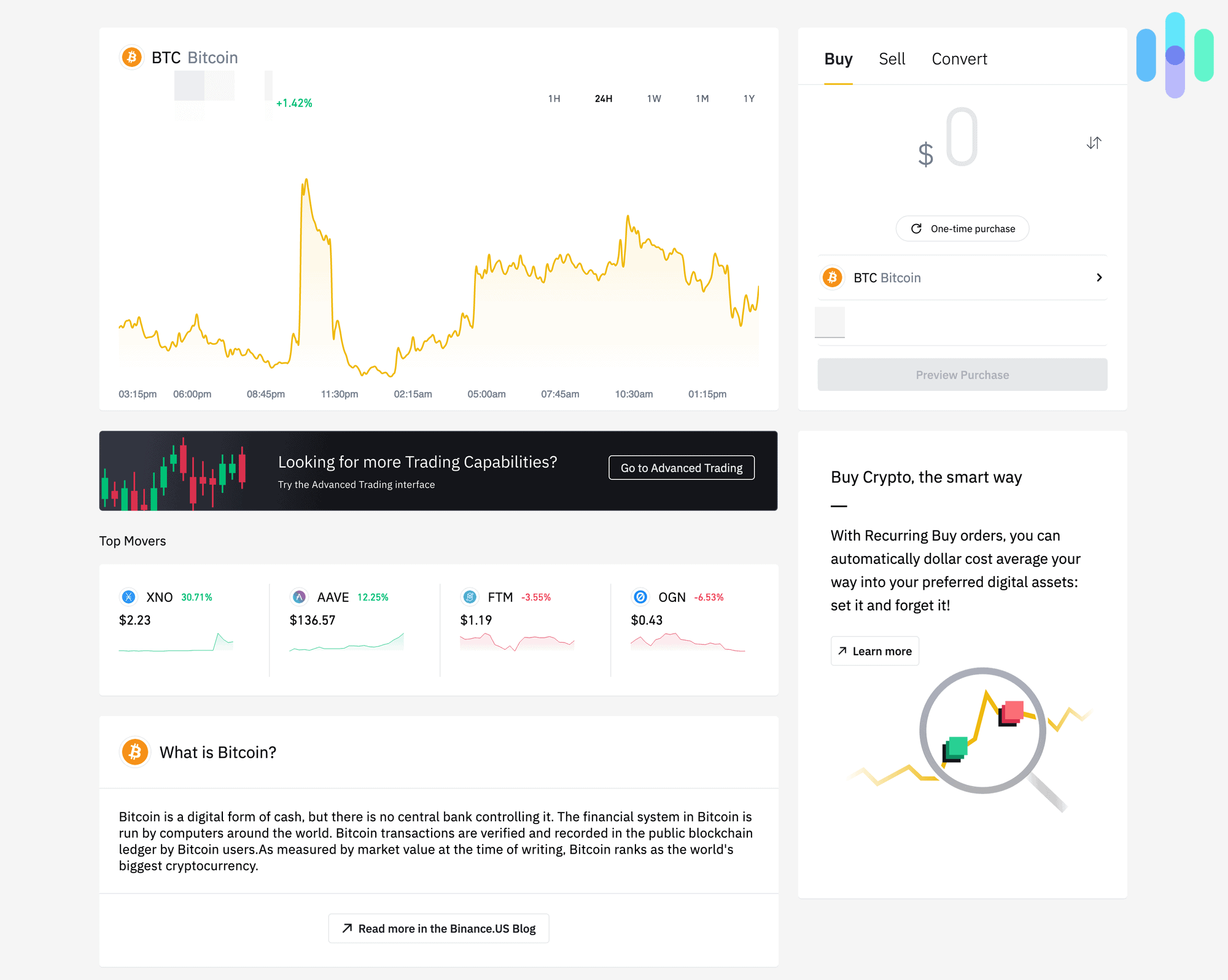 Binance’s Basic Interface Binance's Basic Interface