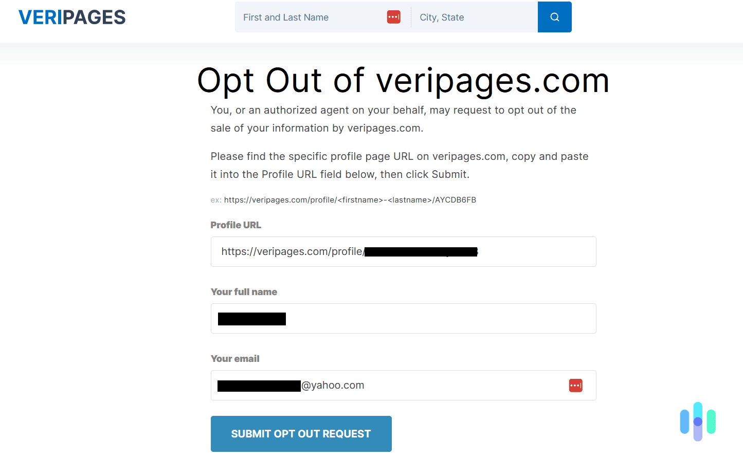 Complete the opt-out form to receive a confirmation email Complete the opt-out form to receive a confirmation email