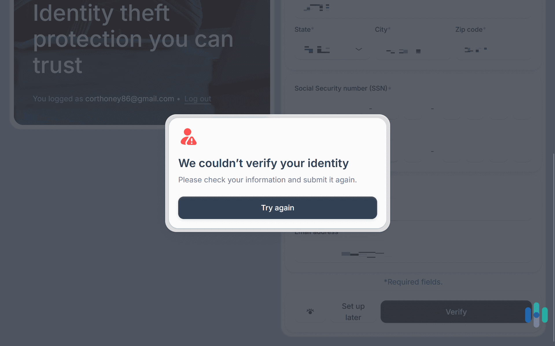 We ran into an error when trying to verify our identity with Coveron so we had to reach out to their customer support. We ran into an error when trying to verify our identity with Coveron so we had to reach out to their customer support.