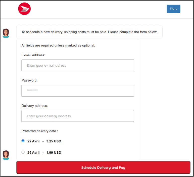 DHL chatbot scam email requesting payment DHL chatbot scam email requesting payment