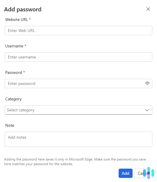 Edge’s password manager can save credentials automatically or you can manually add them Edge’s password manager can save credentials automatically or you can manually add them.