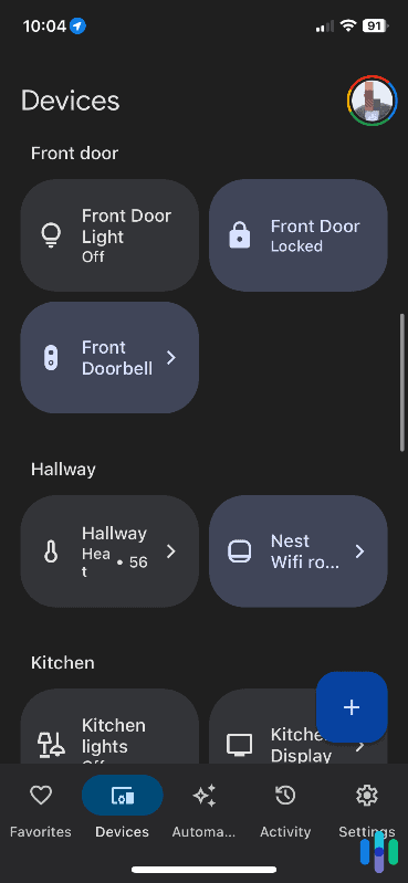 Google Home Devices screen Google Home Devices screen