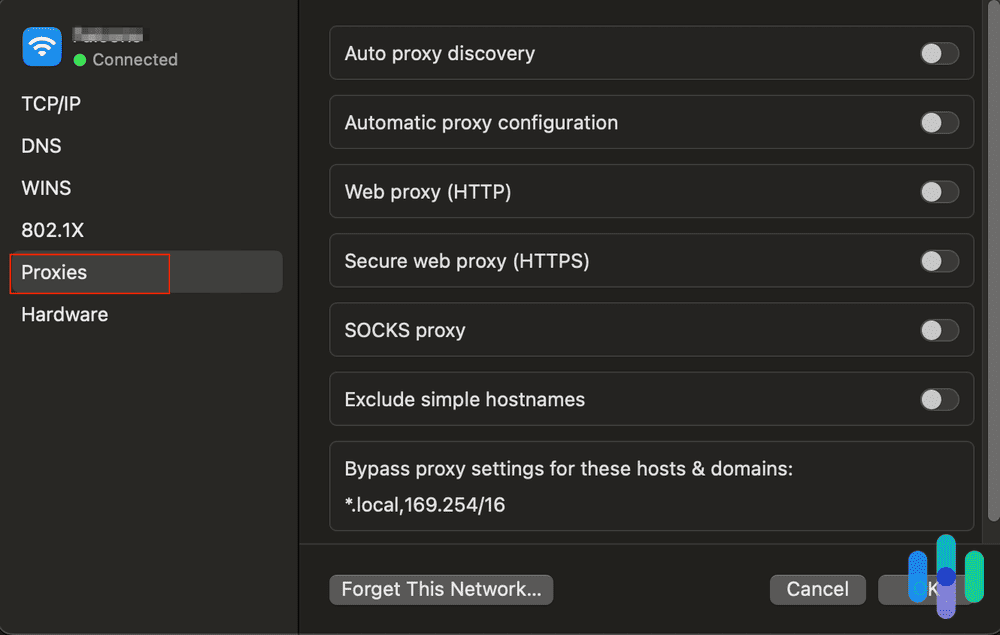 Proxy settings on Mac Proxy settings on Mac