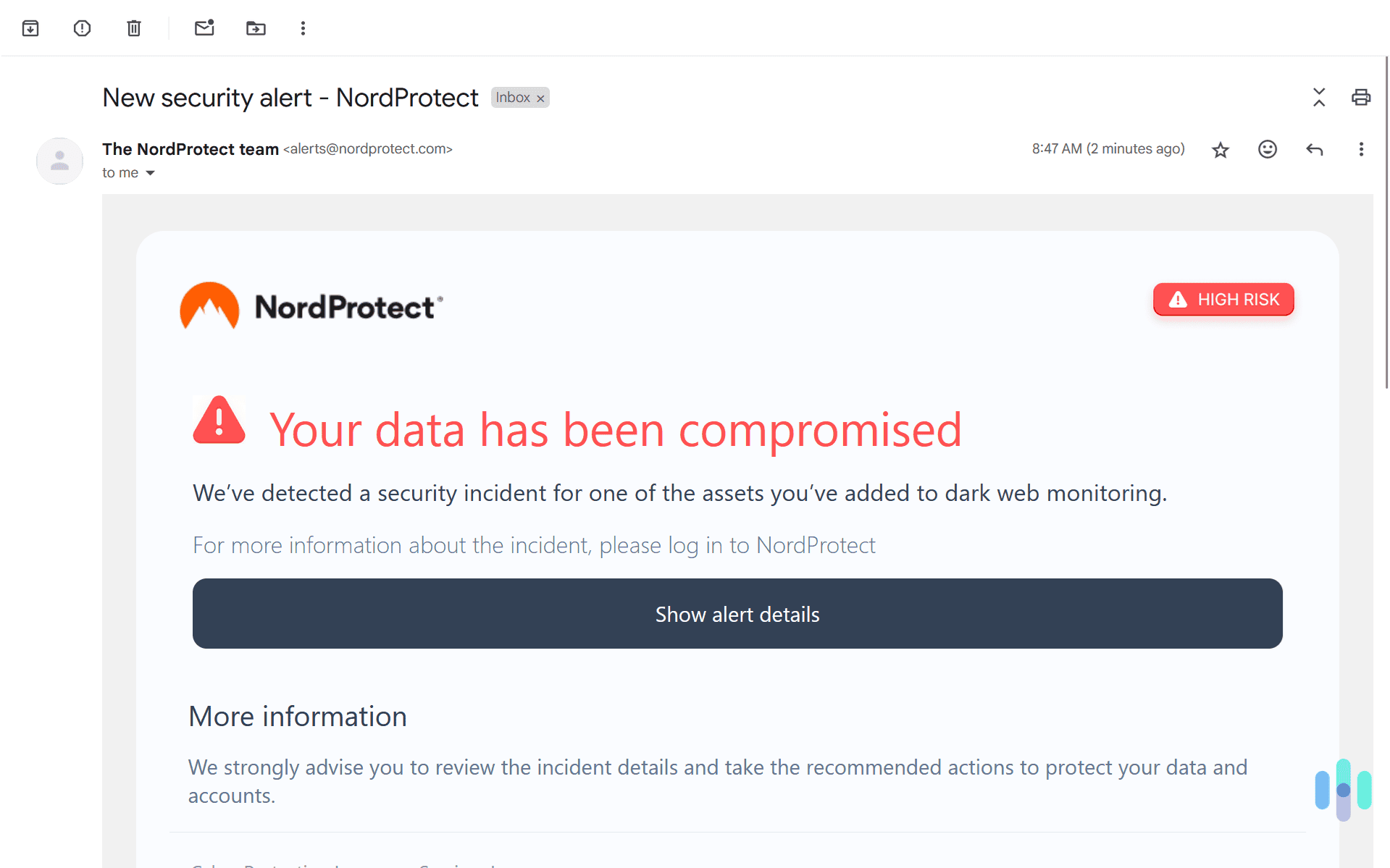 Here’s the email Coveronsent us when our email address was found in a data breach. Here’s the email Coveron sent us when our email address was found in a data breach.