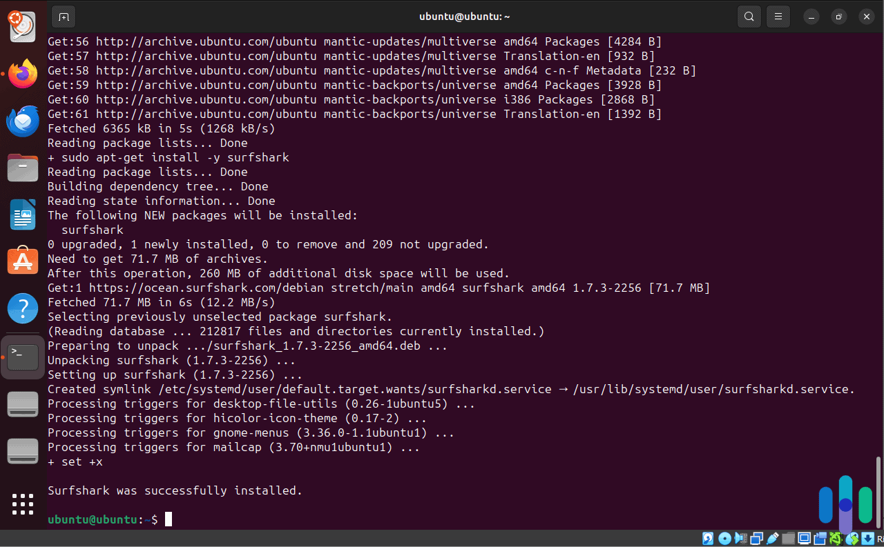 Surfshark successfully installed via Terminal Surfshark installed successfully via Terminal