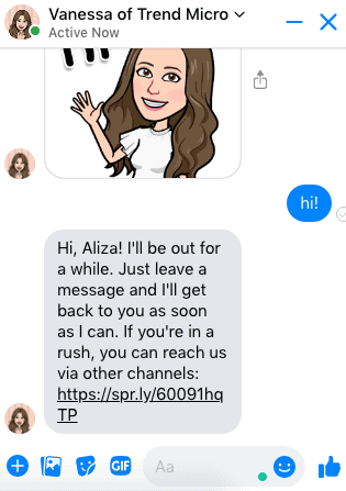 Trend Micro - Chat with Vanessa on Facebook Messenger Trend Micro - Chat with Vanessa on Facebook Messenger