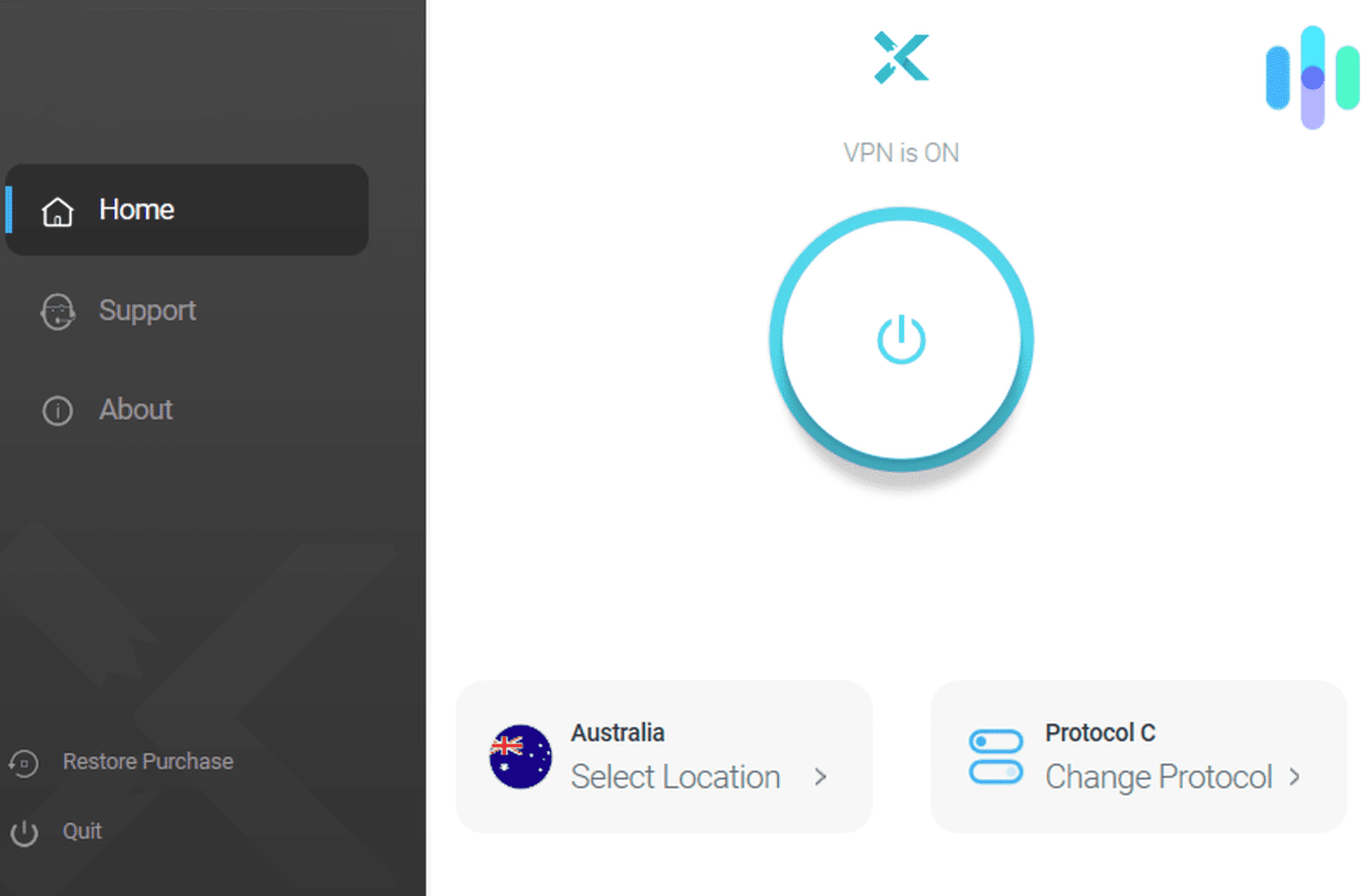 X-VPN App Home Screen X-VPN App Home Screen